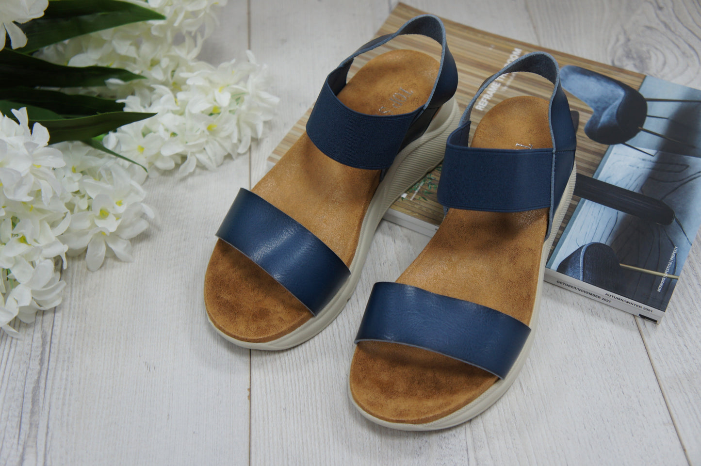 Womens Summer Elastic Strap sandals A68017 Blue