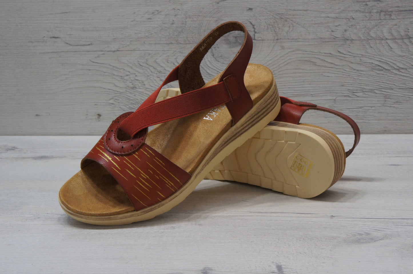 IVACHY Womens cicular Elastic Strap sandals A68159 RED BROWN