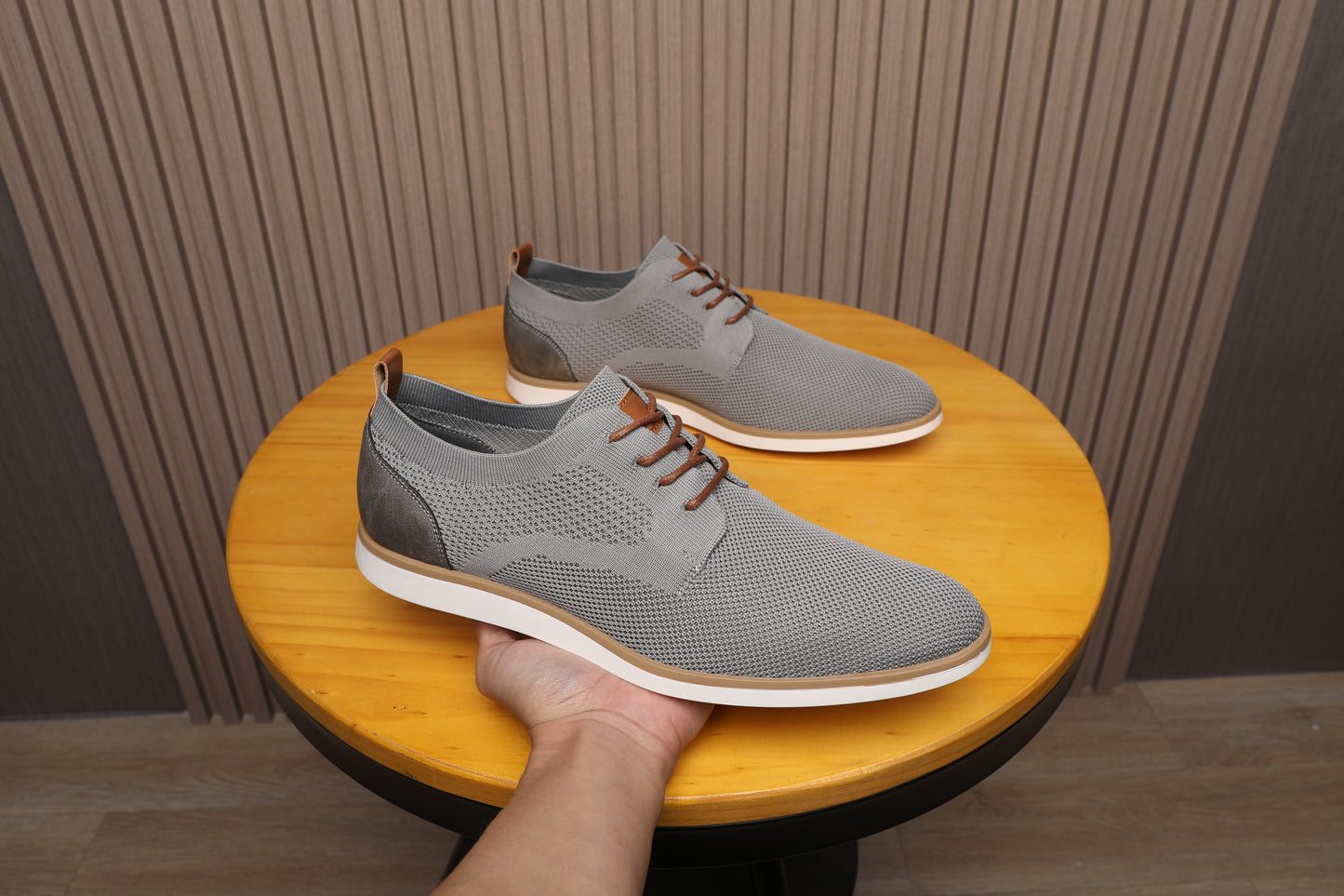 Men's Casual Knit Mesh Shoes, Smart Business Work Office Grey A2265