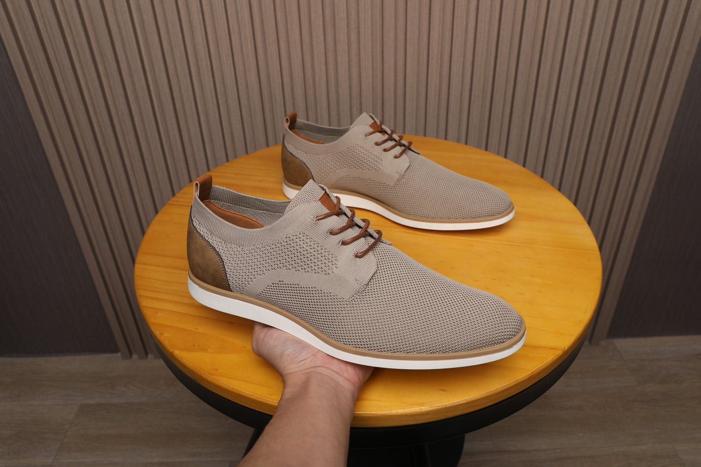 Men's Casual Knit Mesh Shoes, Smart Business Work Office Beige A2265