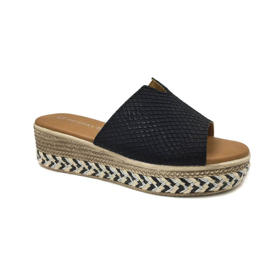 Women Wedge Ladies Summer Slip-On Platform Espadrille Sandal Peep Toe Black BG-801